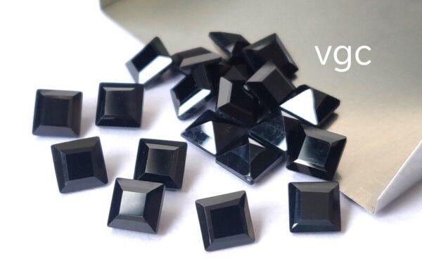 Natural Black Spinel 4 mm Square Cut Faceted – Black Spinel Square Faceted 4mm