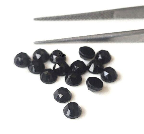 Natural Black Spinel 6 mm Round Rose Cut Flat Back – Black Spinel Round Rose Cut 6mm