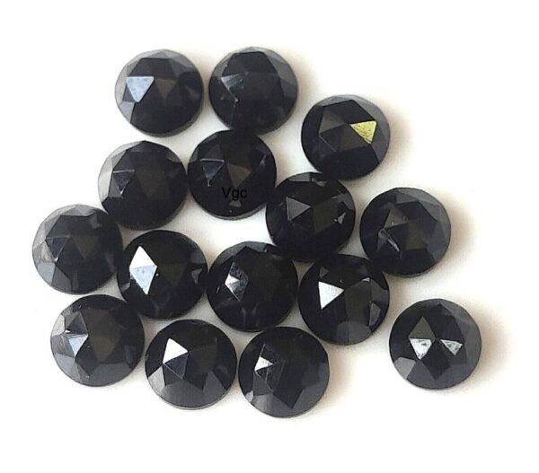Natural Black Spinel 6 mm Round Rose Cut Flat Back – Black Spinel Round Rose Cut 6mm
