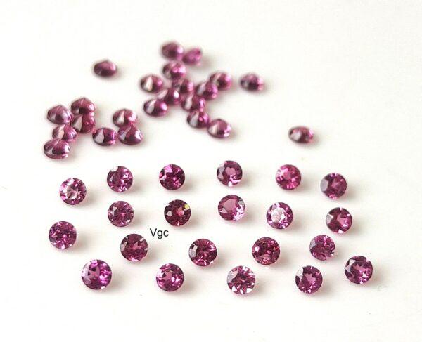 Natural Rhodolite Garnet 1.75 mm Round Cut Faceted AAA Quality – Pink Garnet Faceted Round 1.75mm