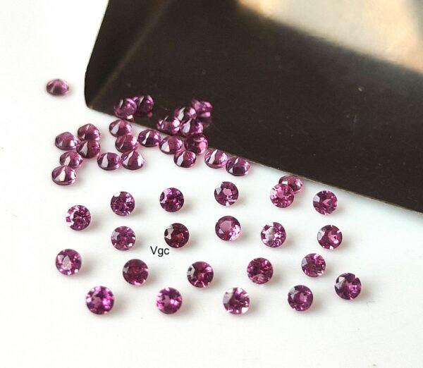 Natural Rhodolite Garnet 1.75 mm Round Cut Faceted AAA Quality – Pink Garnet Faceted Round 1.75mm