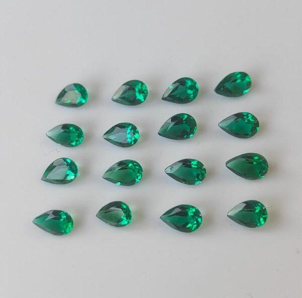 Super Top Quality Lab Created Emerald 5×7 mm Pear Faceted AAA Quality– Lab Made Emerald Pear 5x7mm