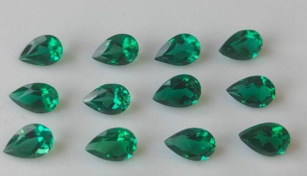 Super Top Quality Lab Created Emerald 5×7 mm Pear Faceted AAA Quality– Lab Made Emerald Pear 5x7mm