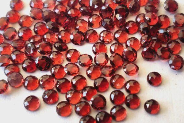 Natural Red Garnet 3mm Round Rose Cut AAA Quality – Red Garnet Faceted Round 3mm