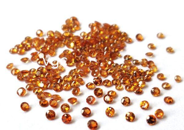 Natural Hessonite Garnet 2.5 mm Round Cut Faceted AAA Quality – Orange Garnet Faceted Round 2.5mm