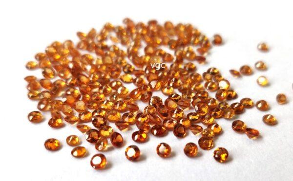 Natural Hessonite Garnet 2.5 mm Round Cut Faceted AAA Quality – Orange Garnet Faceted Round 2.5mm