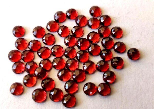 Natural Red Garnet 3mm Round Rose Cut AAA Quality – Red Garnet Faceted Round 3mm