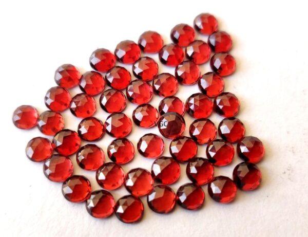 Natural Red Garnet 3mm Round Rose Cut AAA Quality – Red Garnet Faceted Round 3mm