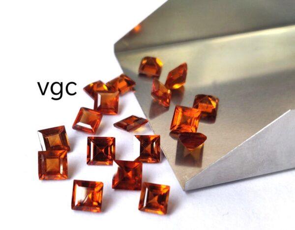 Natural Hessonite Garnet 6 mm Square Cut Faceted AAA Quality – Orange Garnet Faceted Square 6mm