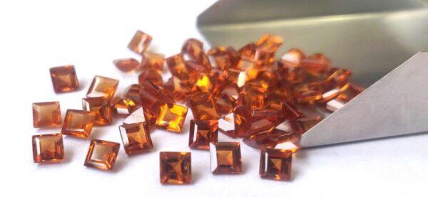 Natural Hessonite Garnet 6 mm Square Cut Faceted AAA Quality – Orange Garnet Faceted Square 6mm
