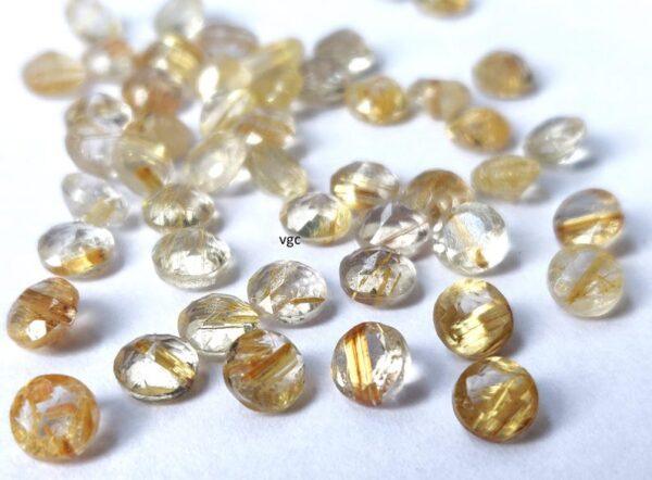 Natural 7 mm Golden Rutile Quartz Round Cut Faceted Top Quality – Rutilated Quartz Round Faceted 7mm