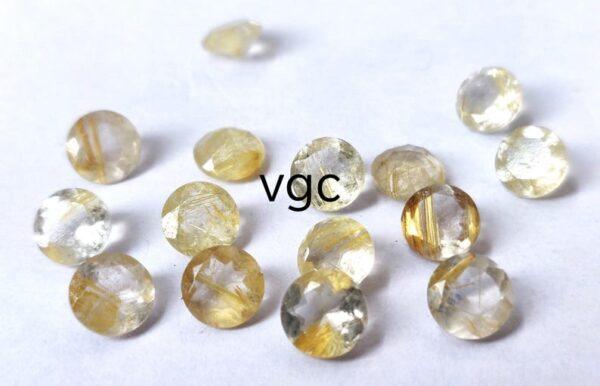 Natural 7 mm Golden Rutile Quartz Round Cut Faceted Top Quality – Rutilated Quartz Round Faceted 7mm