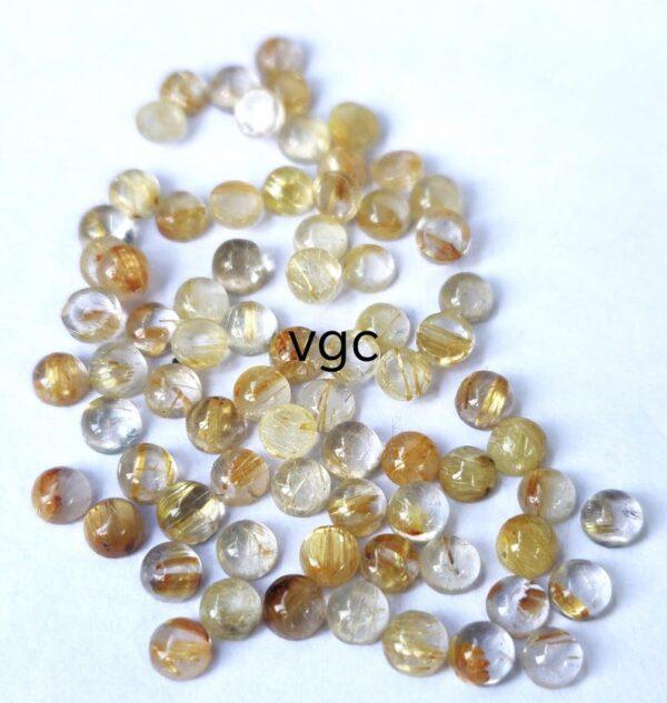 Natural 5 mm Golden Rutile Quartz Round Cabochon Top Quality – Rutilated Quartz Round Cabochon 5mm