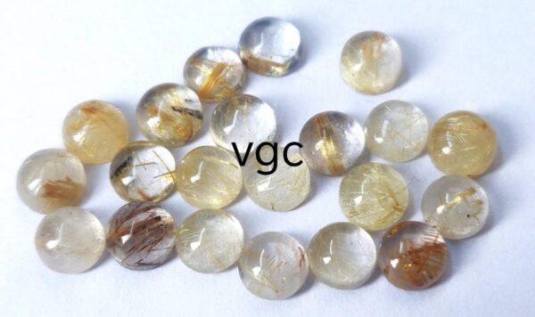 Natural 8 mm Golden Rutile Quartz Round Cabochon Top Quality – Rutilated Quartz Round Cabochon 8mm