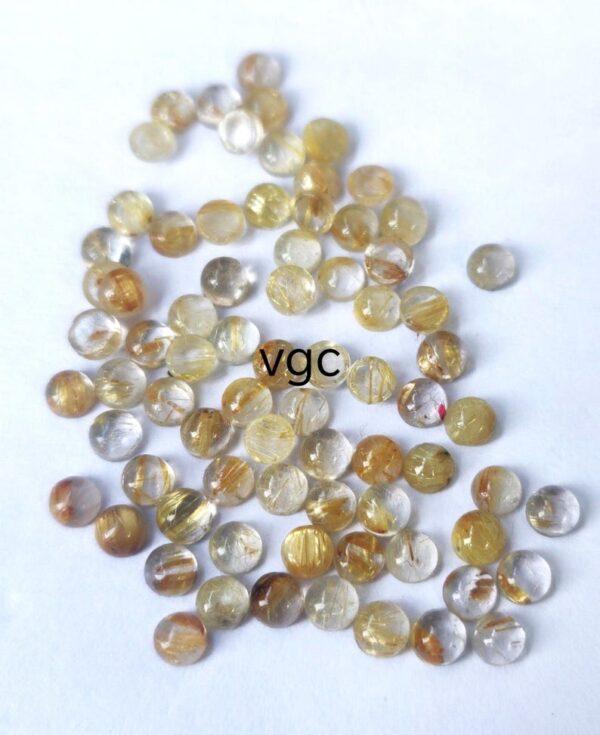 Natural 5 mm Golden Rutile Quartz Round Cabochon Top Quality – Rutilated Quartz Round Cabochon 5mm