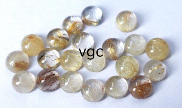 Natural 8 mm Golden Rutile Quartz Round Cabochon Top Quality – Rutilated Quartz Round Cabochon 8mm