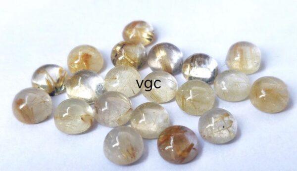 Natural 8 mm Golden Rutile Quartz Round Cabochon Top Quality – Rutilated Quartz Round Cabochon 8mm