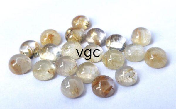 Natural 8 mm Golden Rutile Quartz Round Cabochon Top Quality – Rutilated Quartz Round Cabochon 8mm