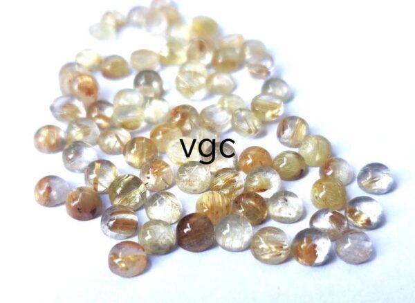 Natural 5 mm Golden Rutile Quartz Round Cabochon Top Quality – Rutilated Quartz Round Cabochon 5mm