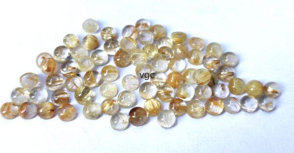 Natural 5 mm Golden Rutile Quartz Round Cabochon Top Quality – Rutilated Quartz Round Cabochon 5mm