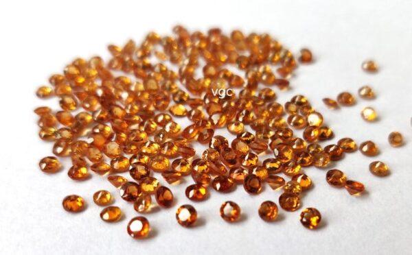 Natural Hessonite Garnet 2.5 mm Round Cut Faceted AAA Quality – Orange Garnet Faceted Round 2.5mm