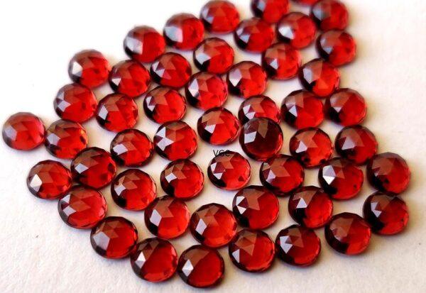 Natural Red Garnet 3mm Round Rose Cut AAA Quality – Red Garnet Faceted Round 3mm