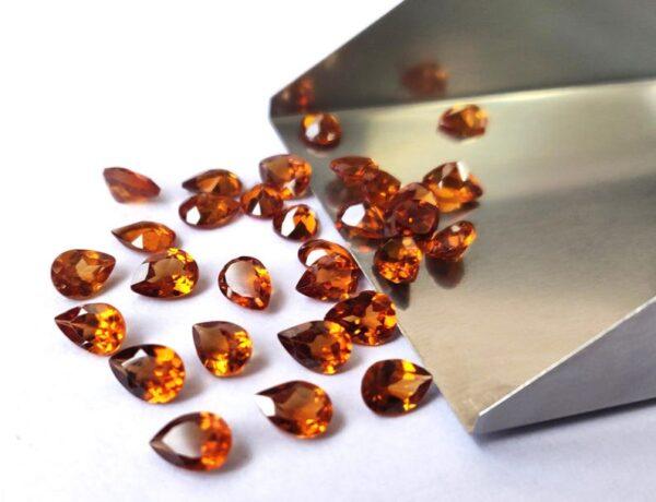 Natural Hessonite Garnet 3×5 mm Pear Cut Faceted AAA Quality – Orange Garnet Faceted Pear 3x5mm