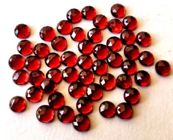 Natural Red Garnet 3mm Round Rose Cut AAA Quality – Red Garnet Faceted Round 3mm