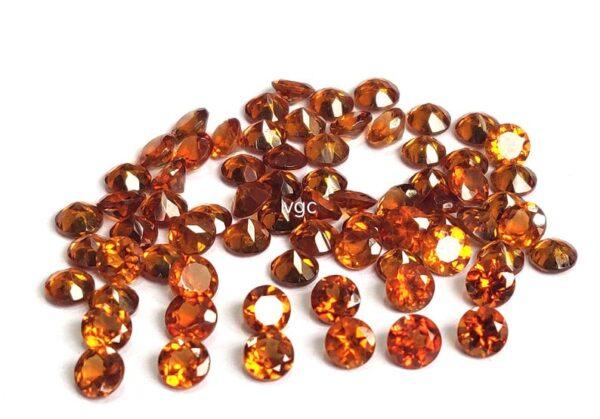 Natural Hessonite Garnet 3 mm Round Cut Faceted AAA Quality – Orange Garnet Faceted Round 3mm