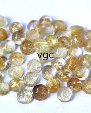 Natural 3 mm Golden Rutile Quartz Round Cabochon Top Quality – Rutilated Quartz Round Cabochon 3mm