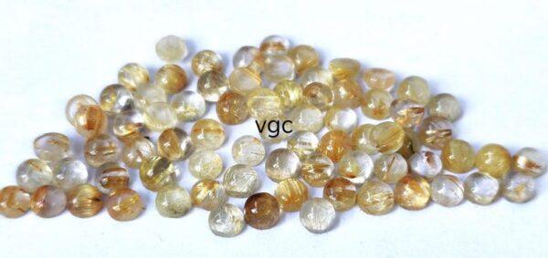 Natural 5 mm Golden Rutile Quartz Round Cabochon Top Quality – Rutilated Quartz Round Cabochon 5mm