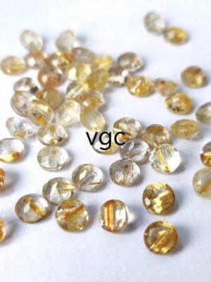 Natural 4 mm Golden Rutile Quartz Round Cut Faceted Top Quality – Rutilated Quartz Round Faceted 4mm