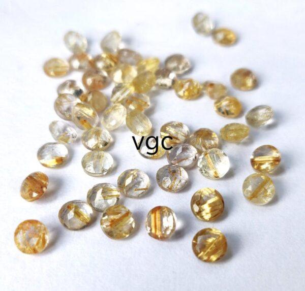 Natural 7 mm Golden Rutile Quartz Round Cut Faceted Top Quality – Rutilated Quartz Round Faceted 7mm