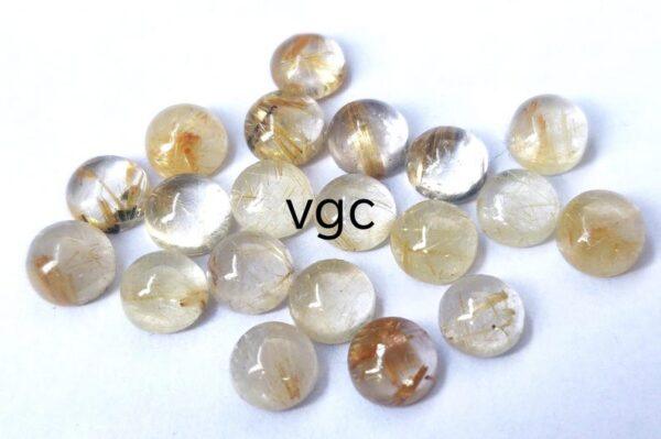 Natural 8 mm Golden Rutile Quartz Round Cabochon Top Quality – Rutilated Quartz Round Cabochon 8mm