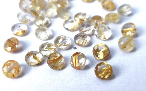 Natural 7 mm Golden Rutile Quartz Round Cut Faceted Top Quality – Rutilated Quartz Round Faceted 7mm