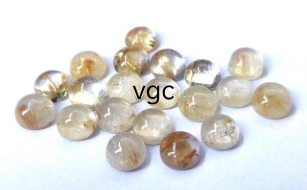Natural 8 mm Golden Rutile Quartz Round Cabochon Top Quality – Rutilated Quartz Round Cabochon 8mm