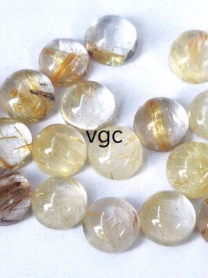 Natural 6 mm Golden Rutile Quartz Round Cabochon Top Quality – Rutilated Quartz Round Cabochon 6mm