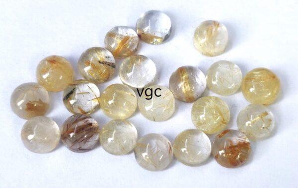 Natural 8 mm Golden Rutile Quartz Round Cabochon Top Quality – Rutilated Quartz Round Cabochon 8mm
