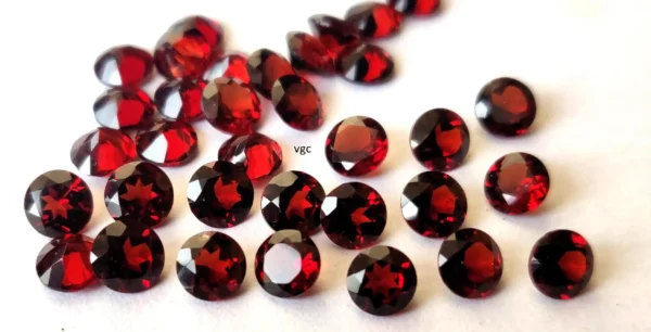 Natural Red Garnet 7 mm Round Cut Faceted AAA Quality – Red Garnet Faceted Round 7mm