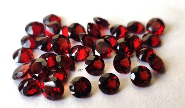 Natural Red Garnet 7 mm Round Cut Faceted AAA Quality – Red Garnet Faceted Round 7mm