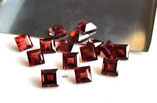 Natural Red Garnet 5mm Square Cut Faceted AAA Quality – Red Garnet Faceted Square 5mm
