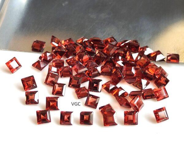 Natural Red Garnet 2mm Square Cut Faceted AAA Quality – Red Garnet Faceted Square 2mm