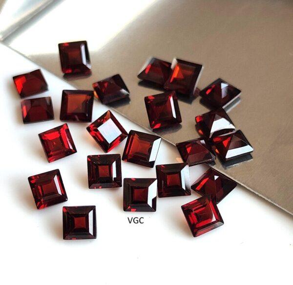 Natural Red Garnet 5mm Square Cut Faceted AAA Quality – Red Garnet Faceted Square 5mm