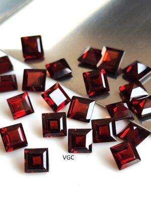 Natural Red Garnet 10mm Square Cut Faceted AAA Quality – Red Garnet Faceted Square 10mm