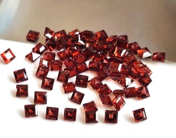 Natural Red Garnet 2mm Square Cut Faceted AAA Quality – Red Garnet Faceted Square 2mm