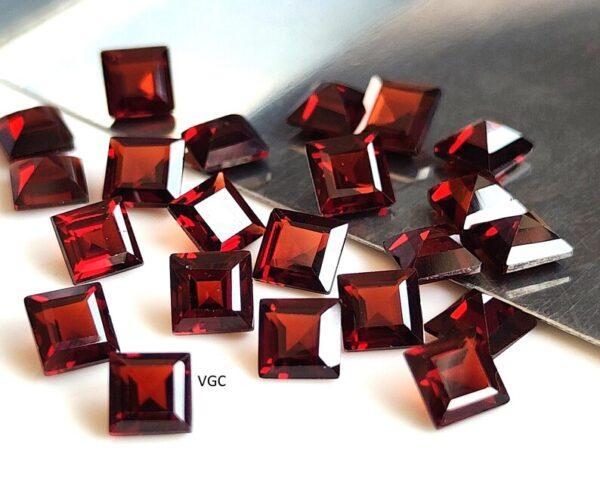 Natural Red Garnet 5mm Square Cut Faceted AAA Quality – Red Garnet Faceted Square 5mm
