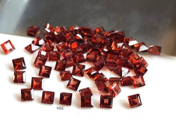 Natural Red Garnet 2mm Square Cut Faceted AAA Quality – Red Garnet Faceted Square 2mm