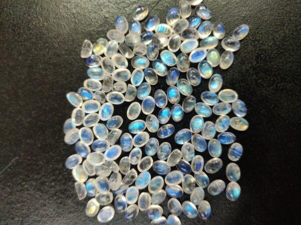 Natural Rainbow Moonstone 5×7 mm Oval Cabochon Flat Back – AA Quality Rainbow Moonstone Oval Cabochon 5x7mm