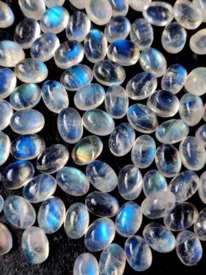 Natural Rainbow Moonstone 3×5 mm Oval Cabochon Flat Back – AA Quality Rainbow Moonstone Oval Cabochon 3X5mm