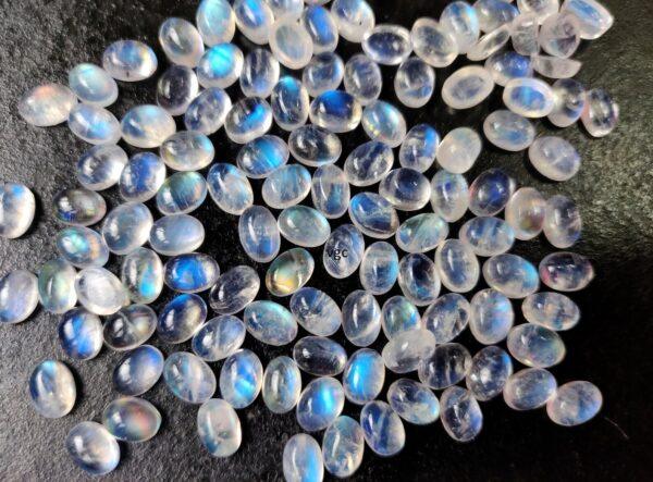 Natural Rainbow Moonstone 5×7 mm Oval Cabochon Flat Back – AA Quality Rainbow Moonstone Oval Cabochon 5x7mm